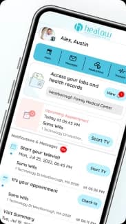 Leancare patient portal on a mobile phone